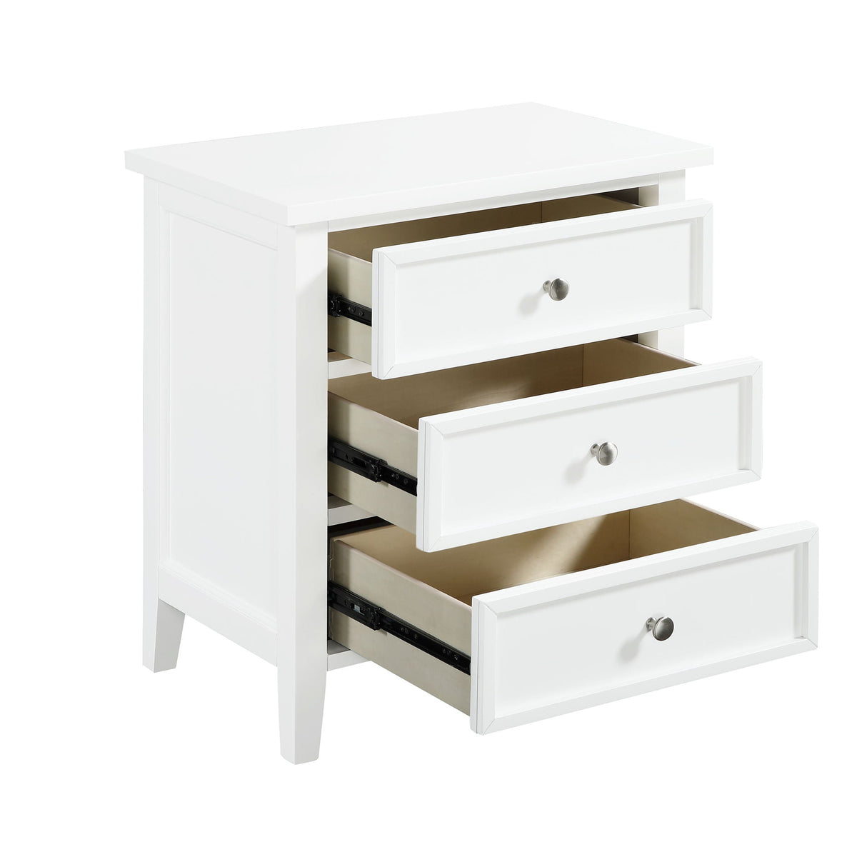 3 Drawer Nightstand with Metal Glides - White, Blue, Dark Green