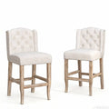 Beige Vienna Contemporary Fabric Tufted Wingback Counter Stools with 26.78'' Seat Height - Set of 2