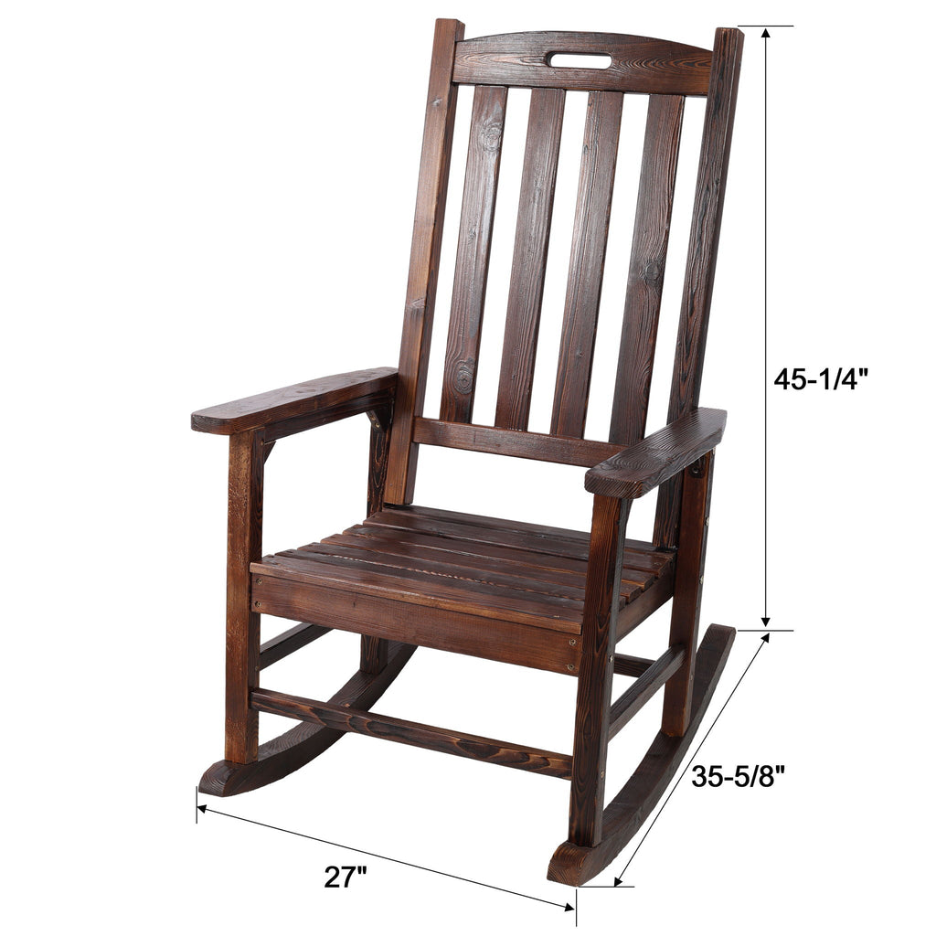 Oversized Porch Rocker Chair With Wide Seat and Tall Backrest