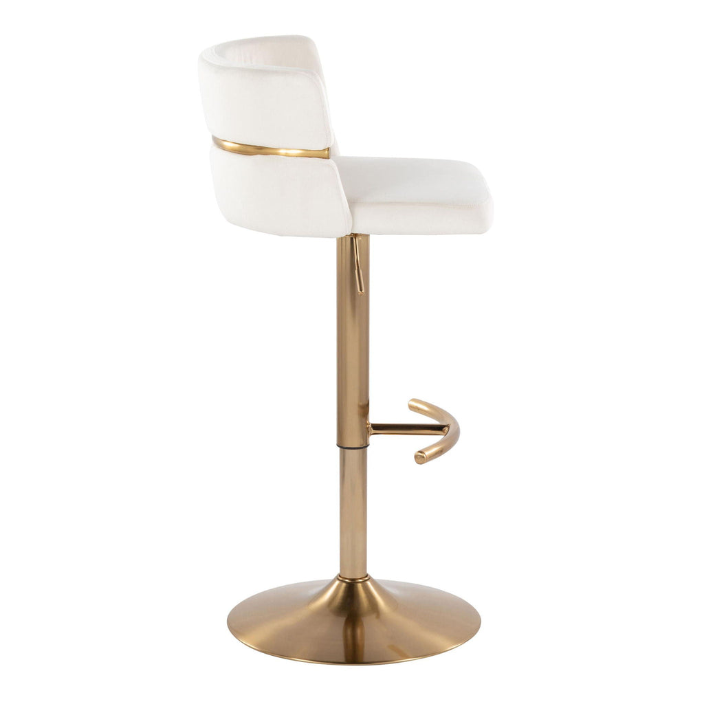 Glam Adjustable Barstool Set with Swivel and Rounded T Footrest - Beige or Black
