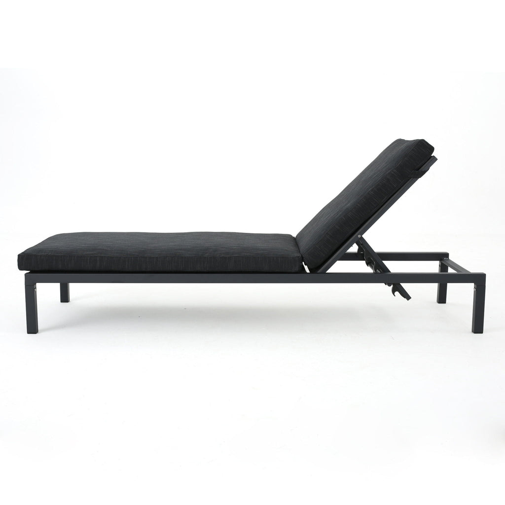 Modern Chaise Lounge with Water-Resistant Cushions - Dark Gray
