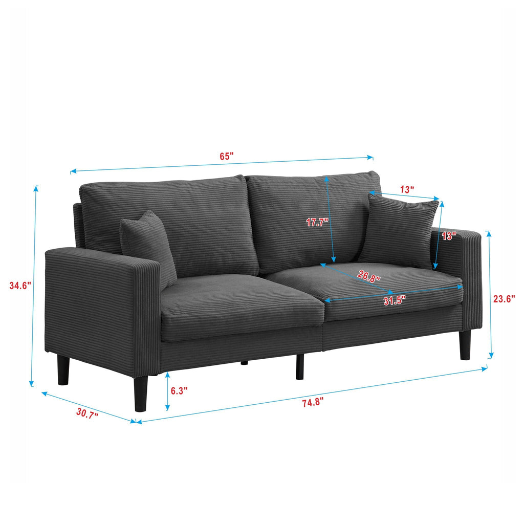 Modern Upholstered 2 Piece Sofa Set