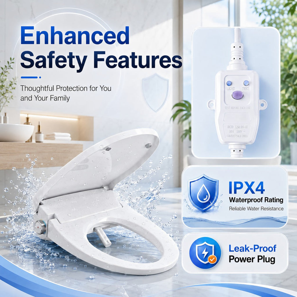 Smart Bidet Toilet Seat with Adjustable Heated Seat - White