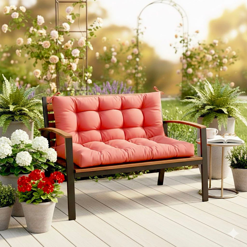 Outdoor Bench Cushion with Weather-Resistant Fabric - Red, Dark Gray, Light Blue, Blue