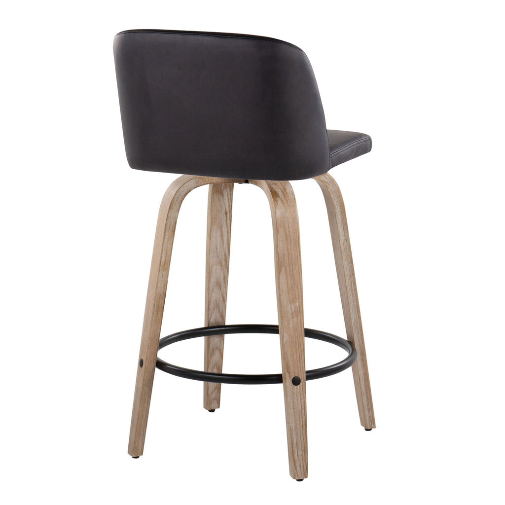Toriano - Contemporary Fixed-Height Counter Stool & Swivel with Round Footrest (Set of 2)