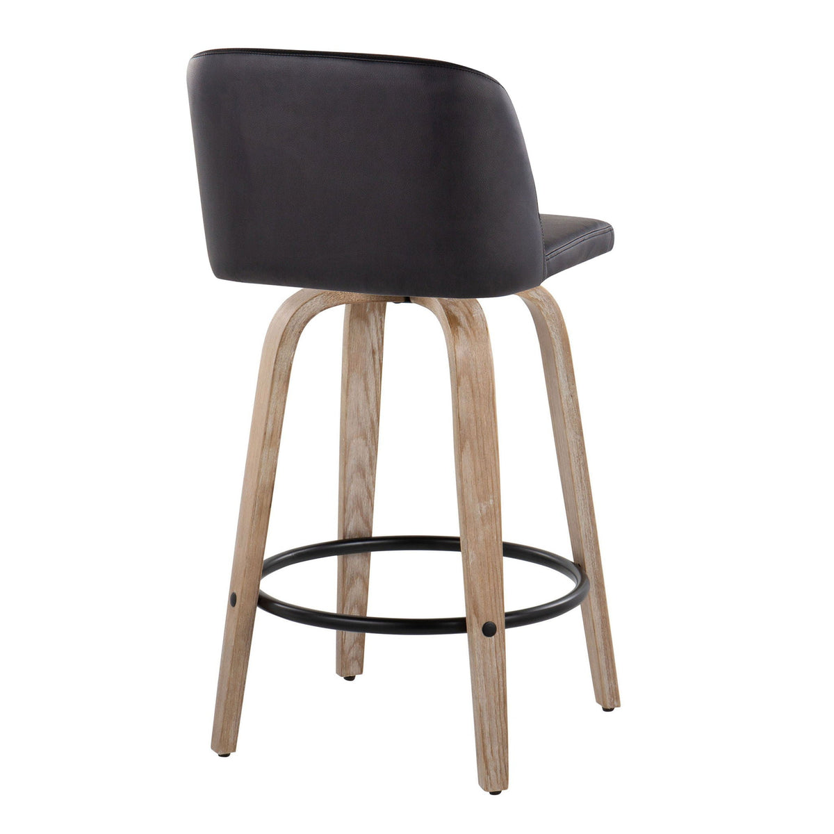 Toriano - Contemporary Fixed-Height Counter Stool & Swivel with Round Footrest (Set of 2)