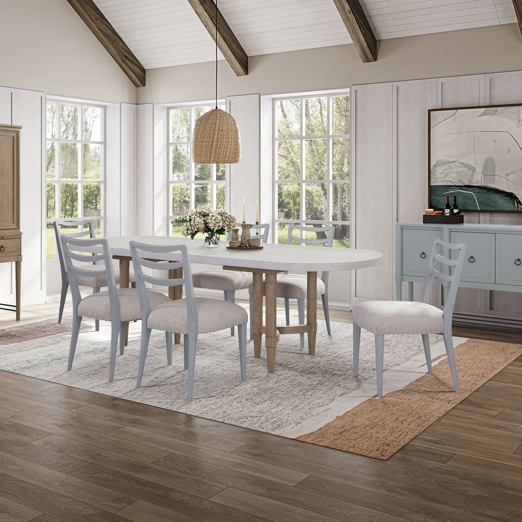 Double Pedestal Dining Table with Expandable Leaf - Sand