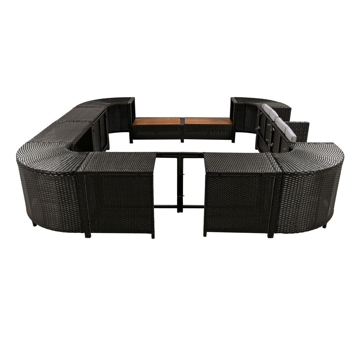 Spa Surround Outdoor Rattan Sectional Sofa Set with Storage - Dark Gray or Beige