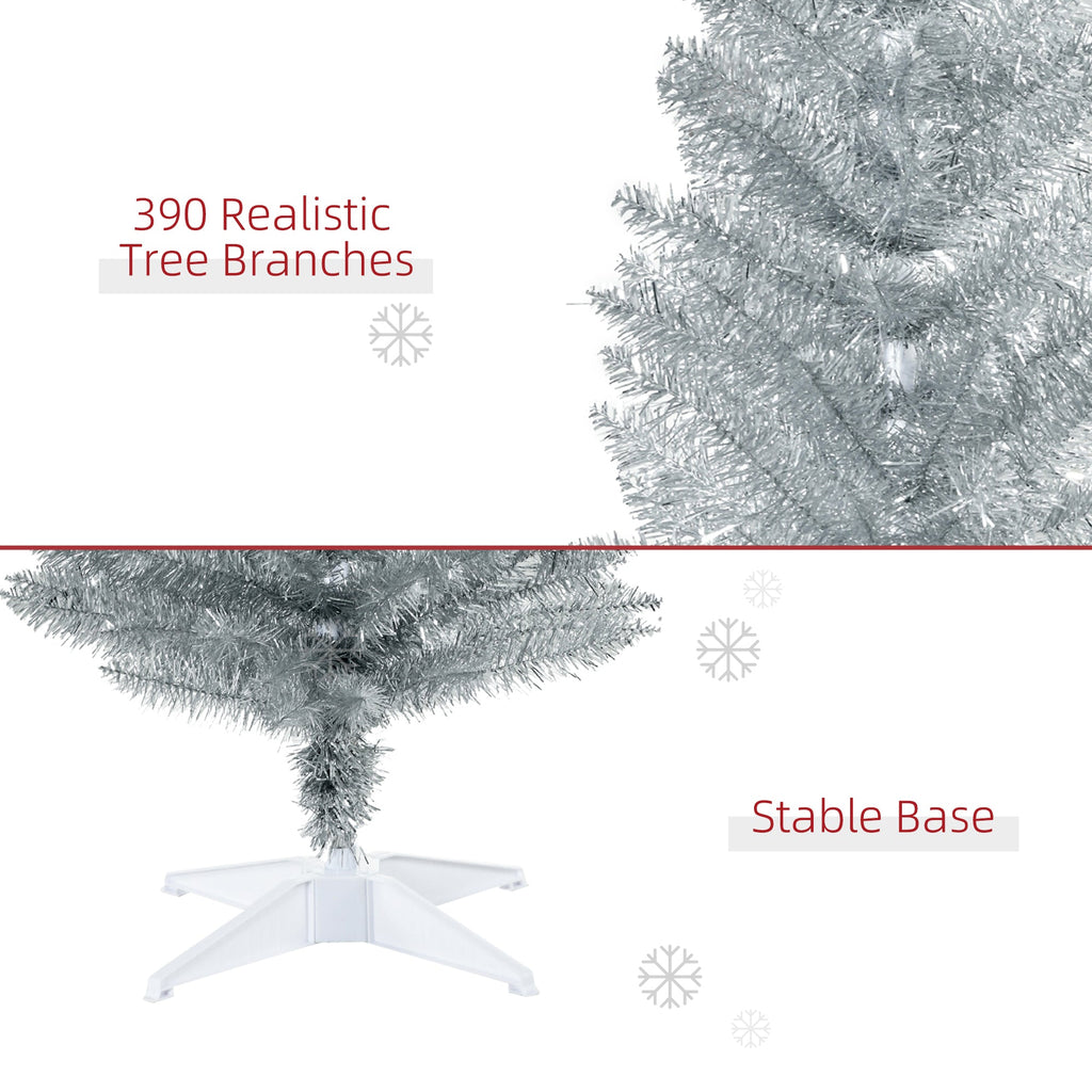 6' Artificial Pencil Christmas Tree with Slim Design - Silver, White, Black