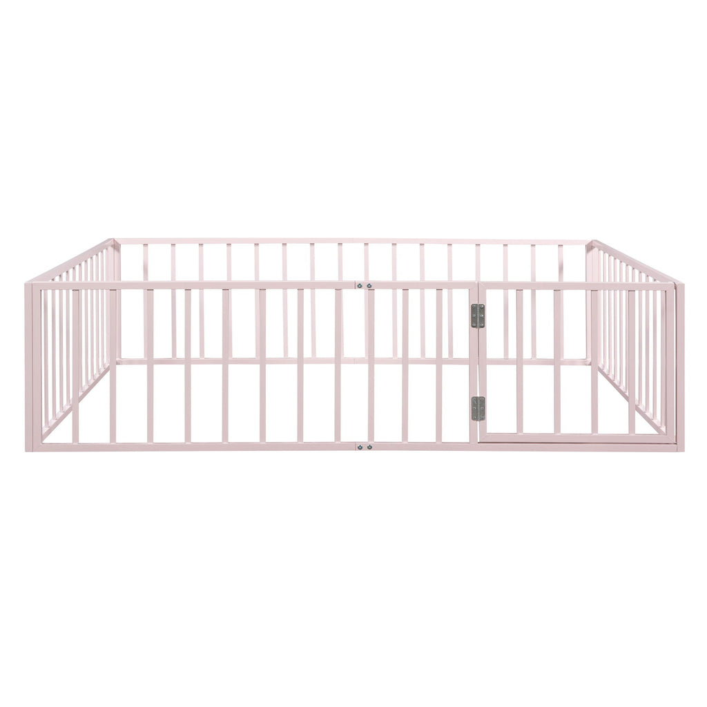 Metal Floor Bed Frame With Fence And Door