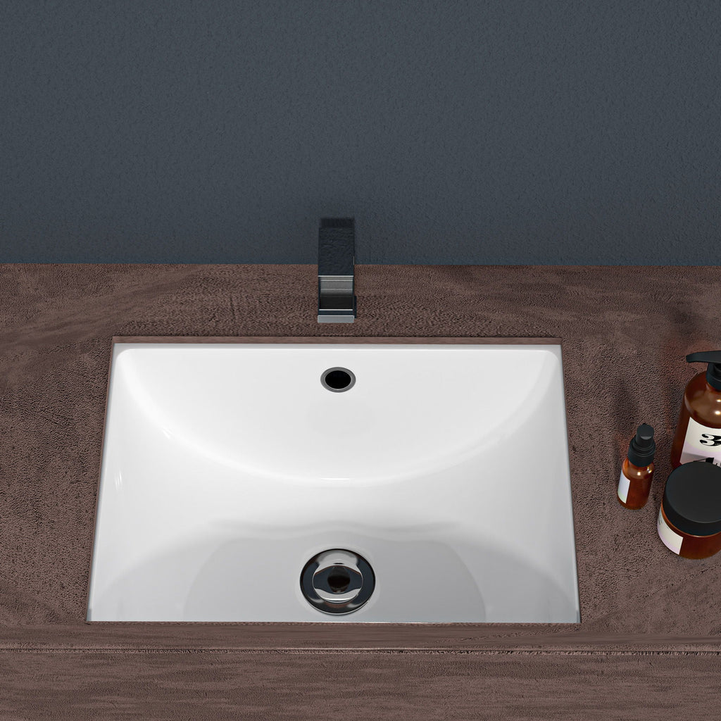 Modern Ceramic Undermount Bathroom Sink with Overflow - White or Black