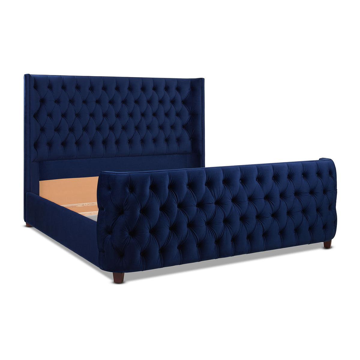 Tufted Panel Bed with Wingback Headboard and Footboard - Multiple Colors