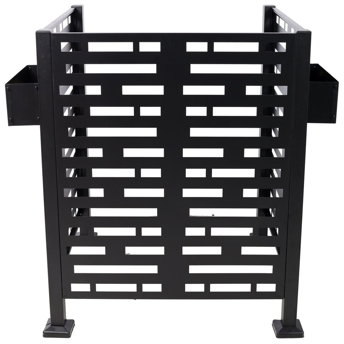 3x3 Ft Metal Air Conditioner Privacy Fence with Planter Boxes - Black