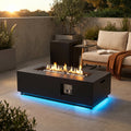 Rectangular Metal LED Firetable with LED Accent - Outdoor