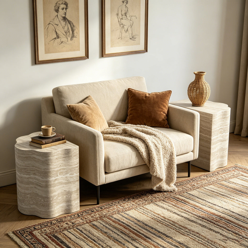 Round Coffee Tables Set of 2 with Modern Minimalist Design - Wood & MDF