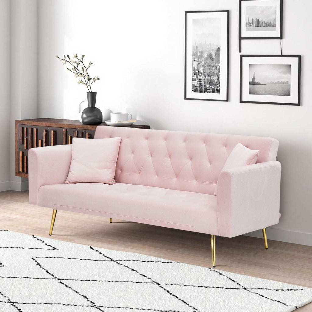 Convertible Fabric Futon Sofa Bed with Adjustable Positions - Multiple Colors