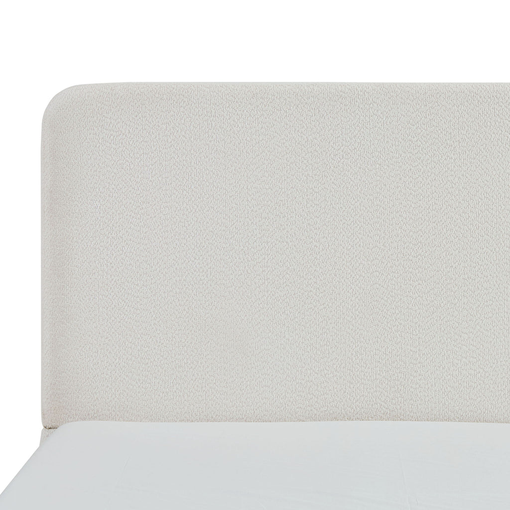 Tall Headboard Upholstered Bed with Metal Frame - King, White