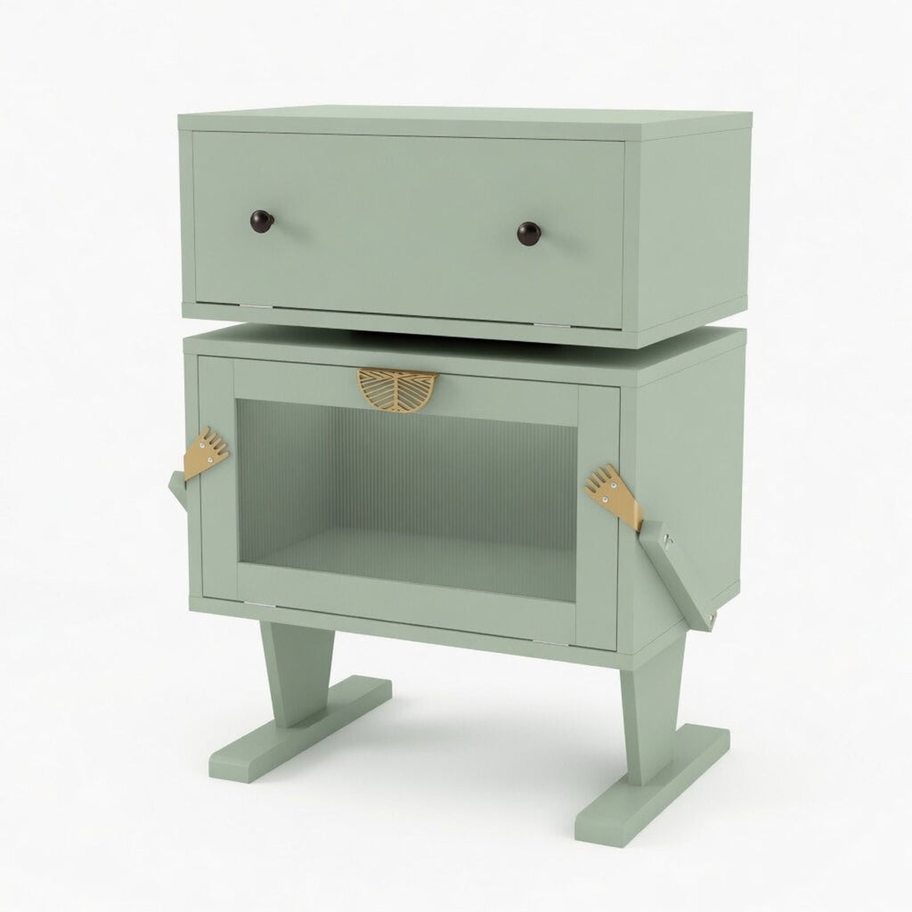 Robot LED Nightstand with 360° Rotating Drawer - White, Pink, or Green