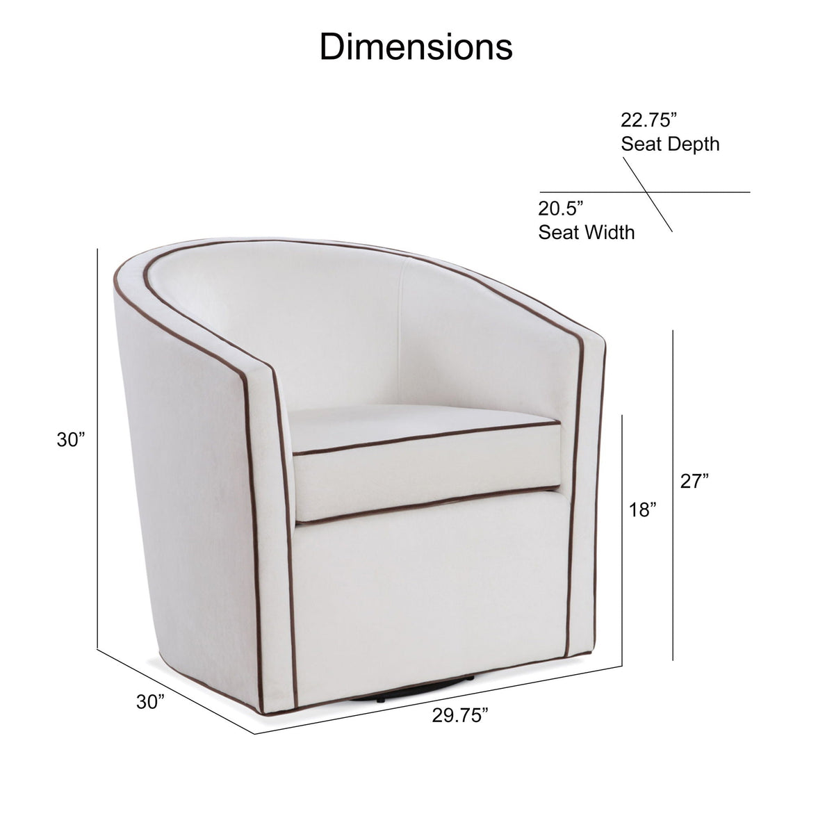 Barrel Back Swivel Chair with 360° Swivel Functionality - Blue, Dark Brown, Beige