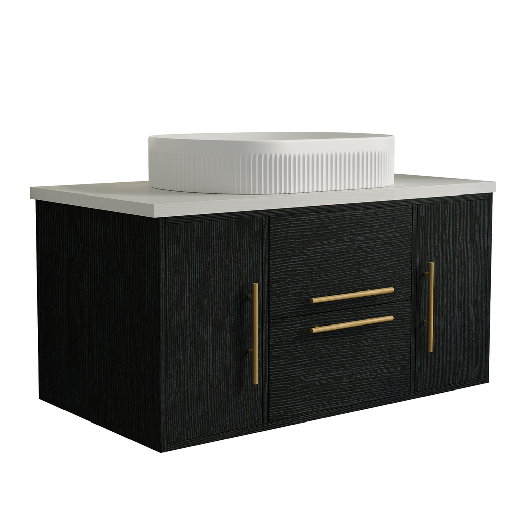 Modern Floating Bathroom Vanity with Ceramic Sink - 39.4 Inch