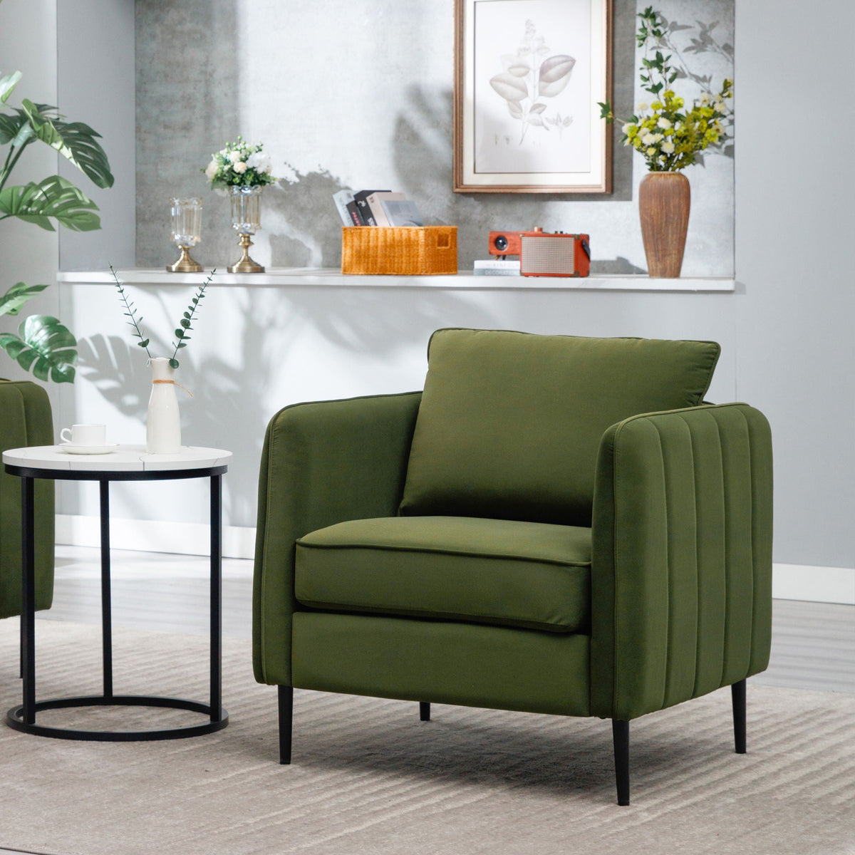 Accent Chair with Removable Pillow - Dark Green or Dark Red