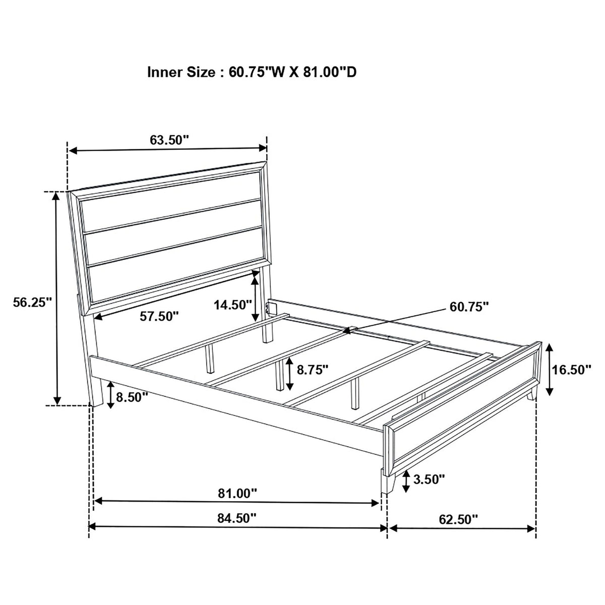 Queen Panel Bed Accents with Modern Detailing - Gray