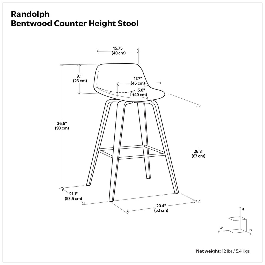 Bentwood Counter or Bar Height Stool Set of 2 with Foot Rest – Multiple Colors