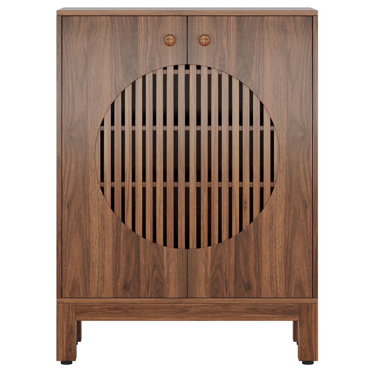 5 Tier Shoe Cabinet with Louvered Doors - Brown
