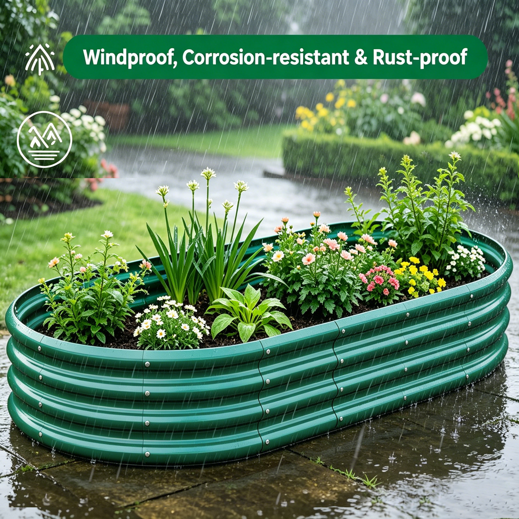 Galvanized Raised Garden Bed with Rust-Resistant Finish - Metal