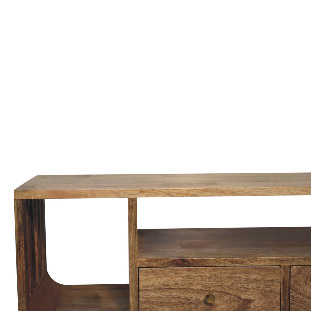 Solid Wood Nordic Media Unit with Ridged Design - Natural Oak