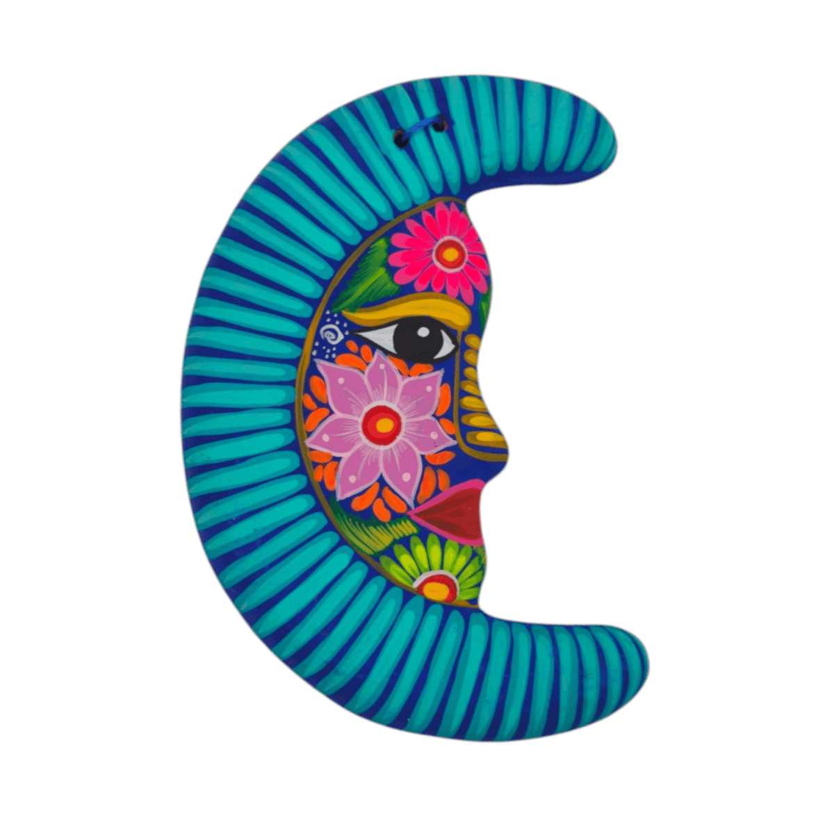 Alebrije Moon Wall Art | Hand-Painted Floral Design