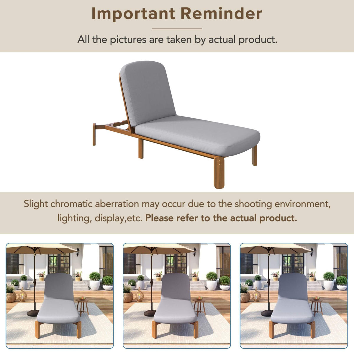 Adjustable Outdoor Chaise Lounge With Reclining Backrest (SAK04689)