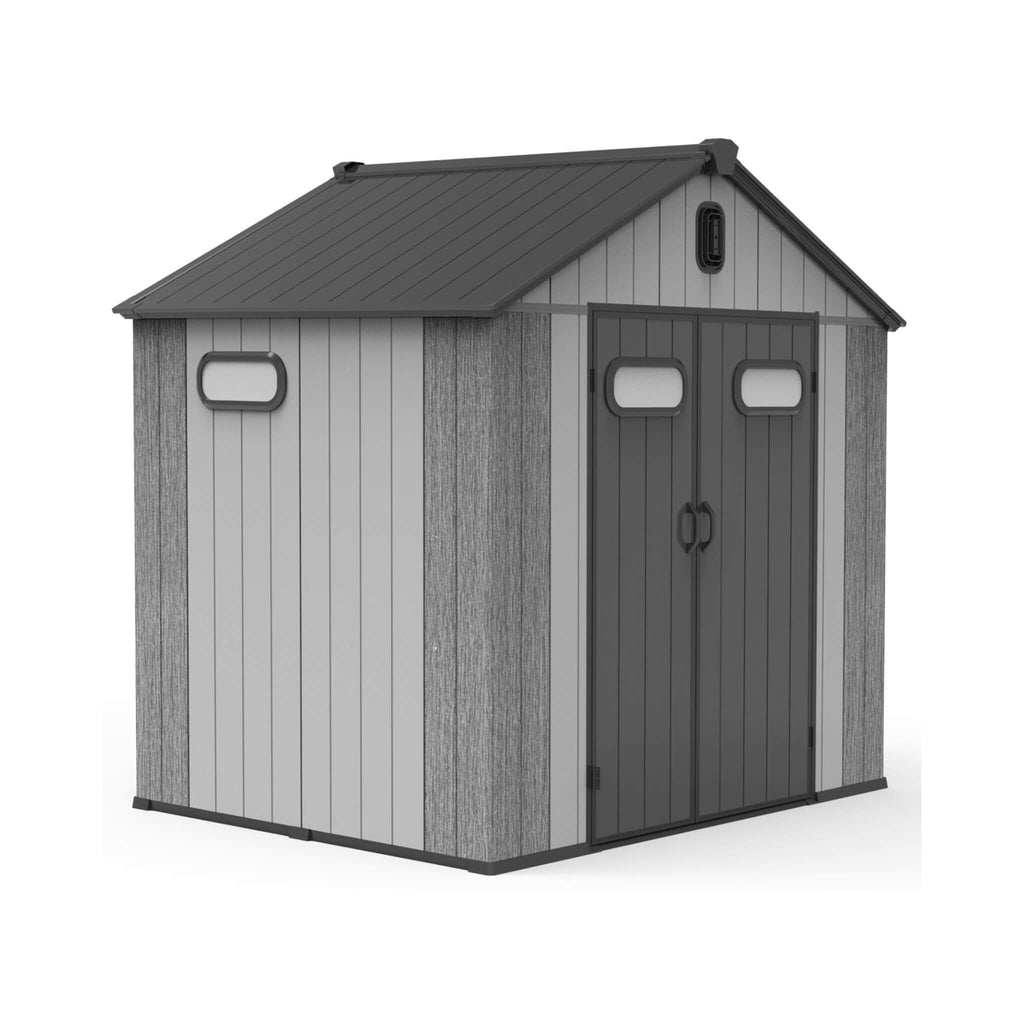 [06X08FT] Heavy-Duty Outdoor All-Weather Resin Storage Shed With Lockable Doors, Windows, And Vents (SAK39874)