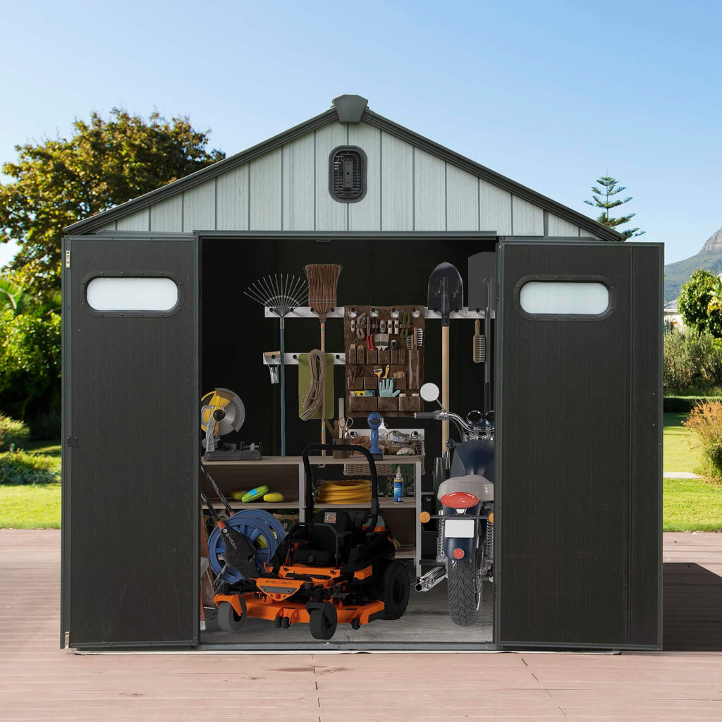 [06X08FT] Heavy-Duty Outdoor All-Weather Resin Storage Shed With Lockable Doors, Windows, And Vents (SAK39874)