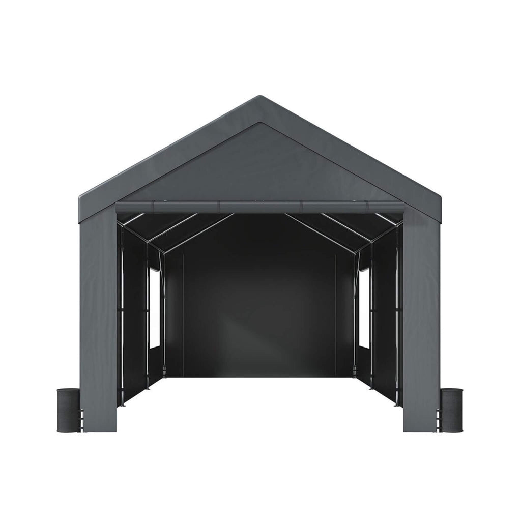[12X20FT] Heavy-Duty Outdoor Premium Garage Tarp Canopy Shelter W/ Removable Sidewalls (SAK94615)