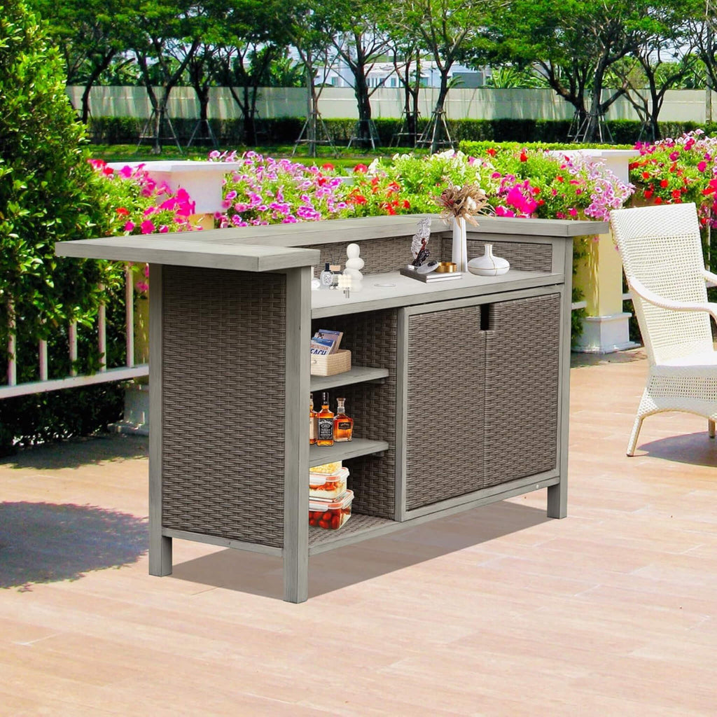 Premium All-Weather Spacious Outdoor Patio Bar Table With Aluminum Frame (SAK51876)