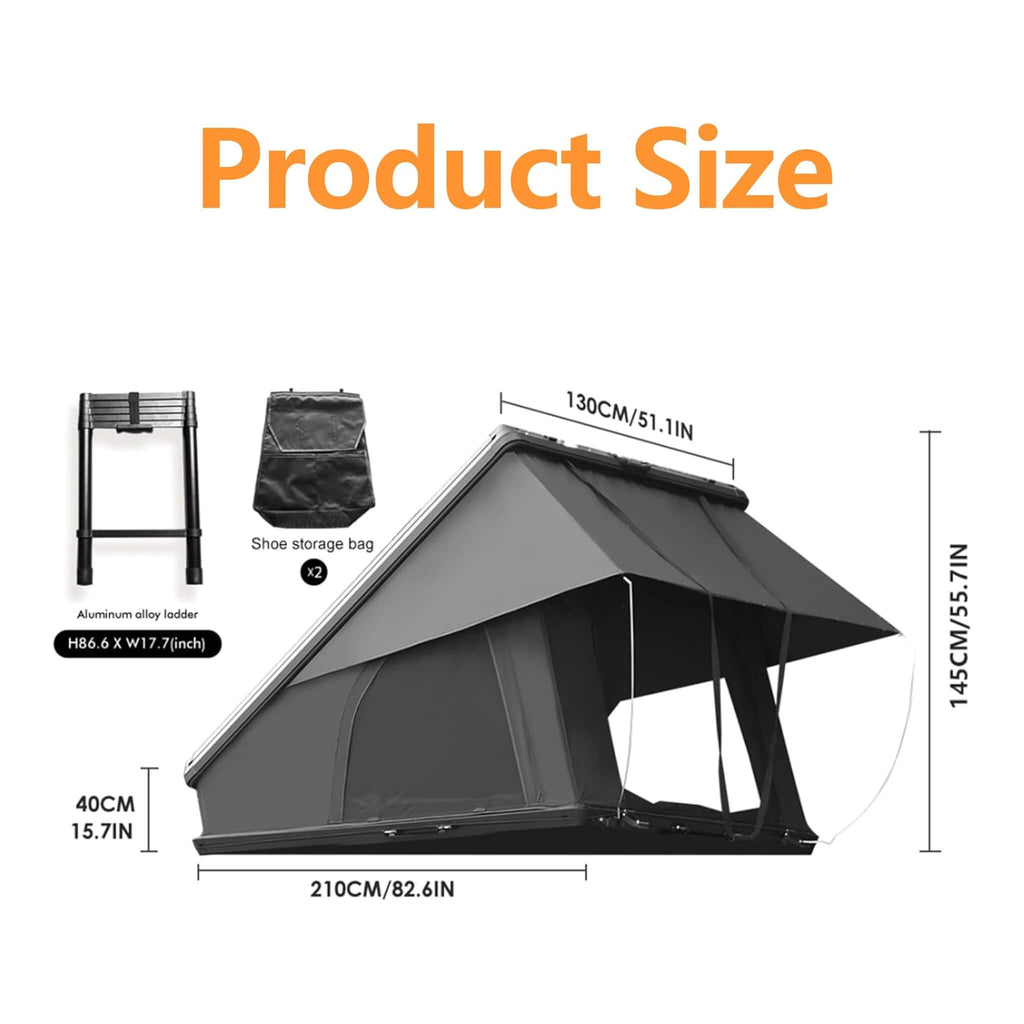 Nova Aluminum Hard-Shell Rooftop Tent With Ladder, Tri-Color LED Lighting, And Memory Foam Mattress [2-3 People] (SAK57409)