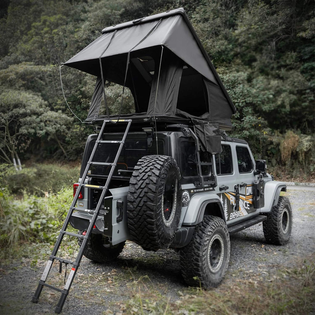 Nova Aluminum Hard-Shell Rooftop Tent With Ladder, Tri-Color LED Lighting, And Memory Foam Mattress [2-3 People] (SAK57409)