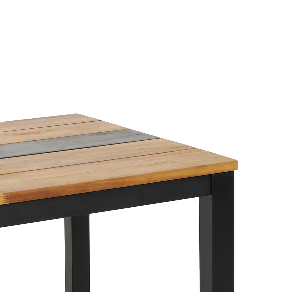Acacia Wood Outdoor Dining Table with Powder-Coated Frame - Lindsey Dining Table
