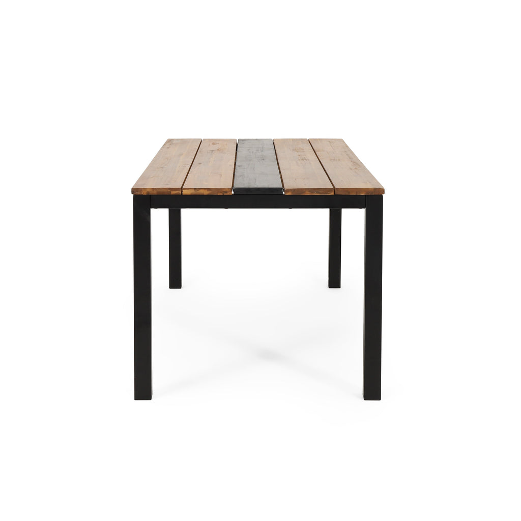 Acacia Wood Outdoor Dining Table with Powder-Coated Frame - Lindsey Dining Table