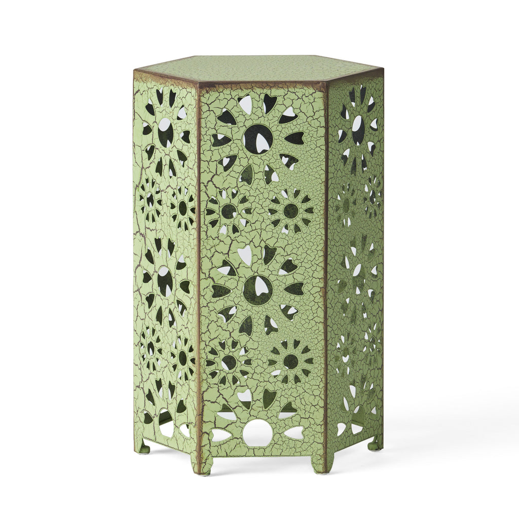 Galore 14" Side Table with Sunburst Cut Out Design - Green or Teal