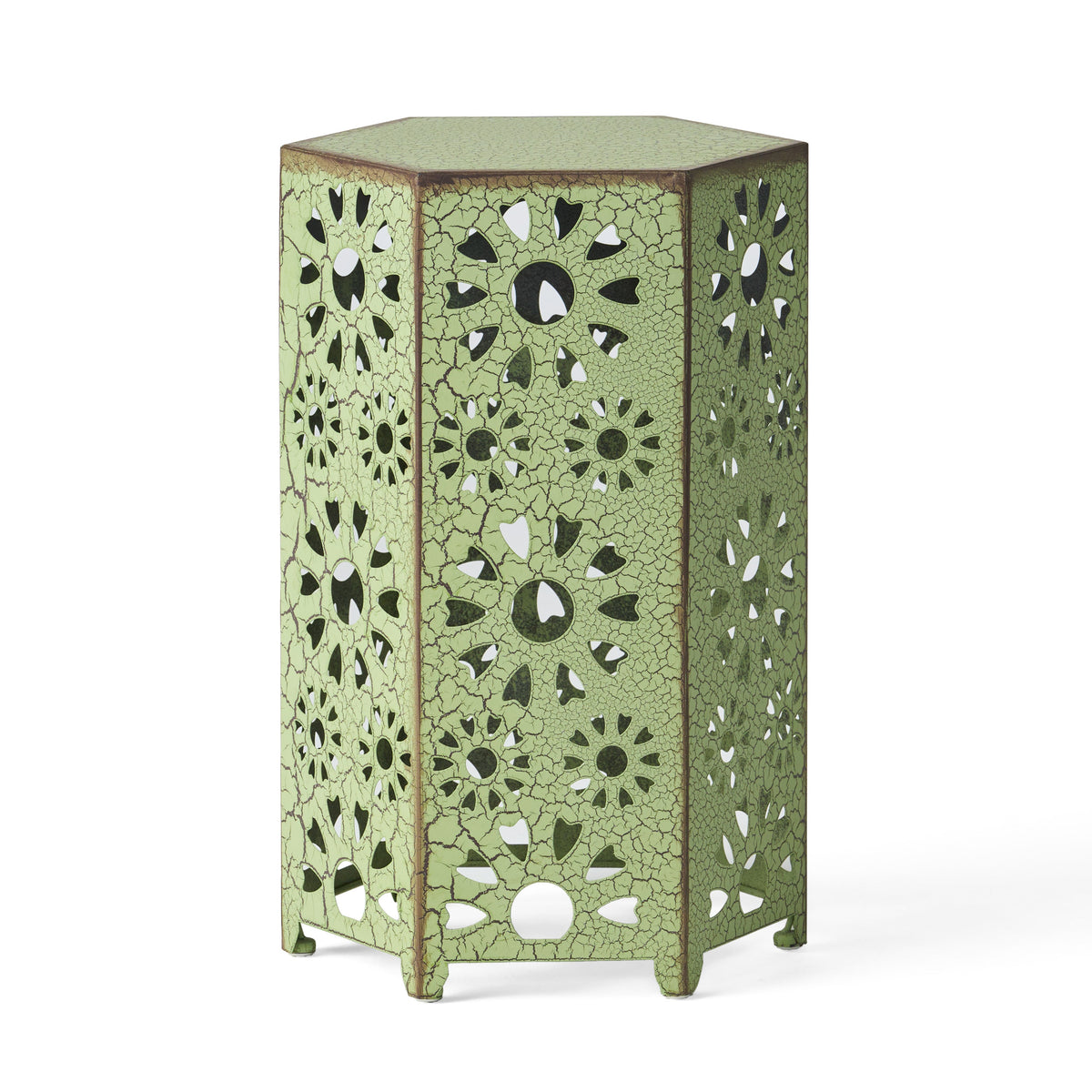 Galore 14" Side Table with Sunburst Cut Out Design - Green or Teal