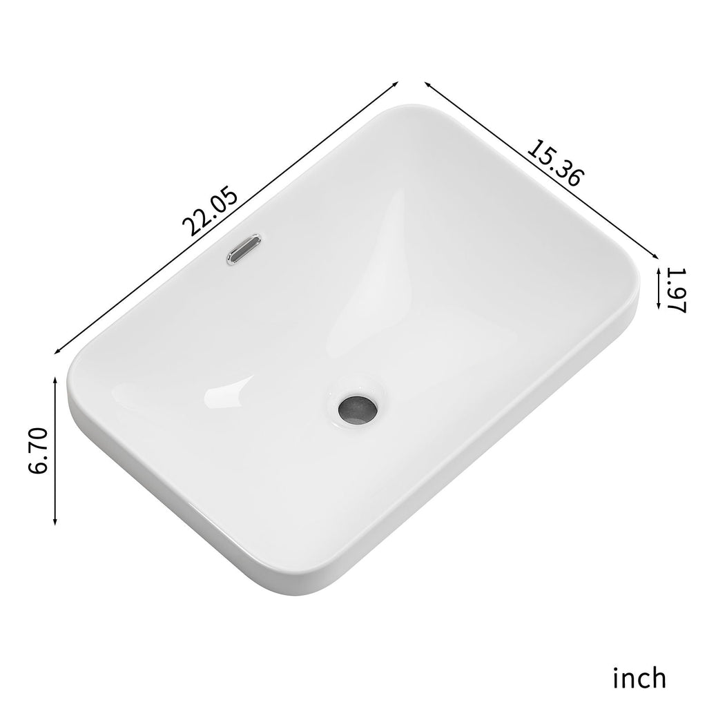 Undermount Bathroom Sink with Seamless Integration - Milk White