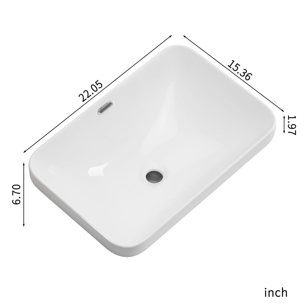 Undermount Bathroom Sink with Seamless Integration - Milk White