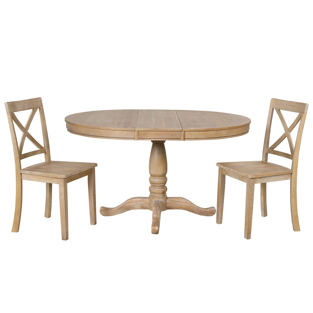 Modern Dining Table Set for 4 with Curved Back Chairs - Beige or Light Brown