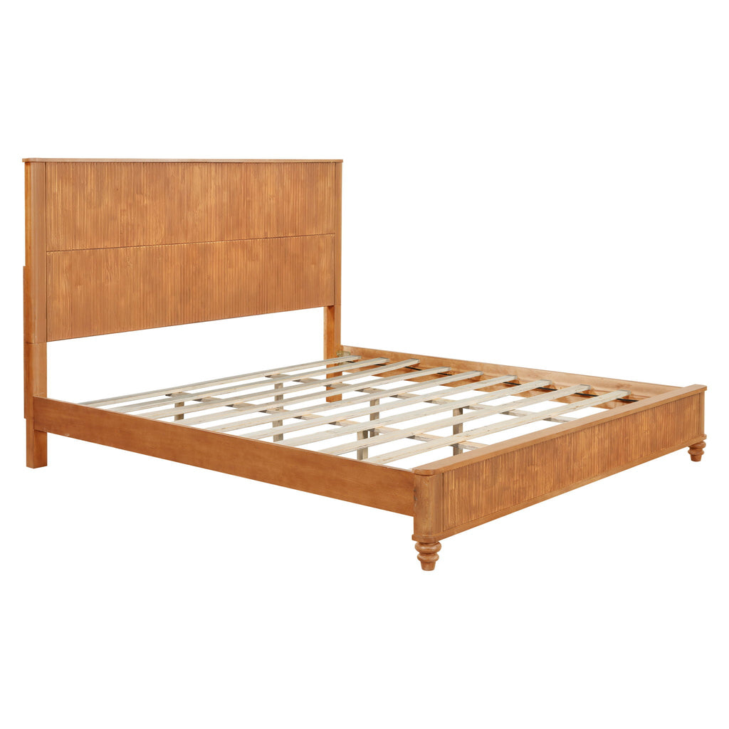 Platform Bed Frame with Tall Headboard - Solid Wood, Queen & King Sizes