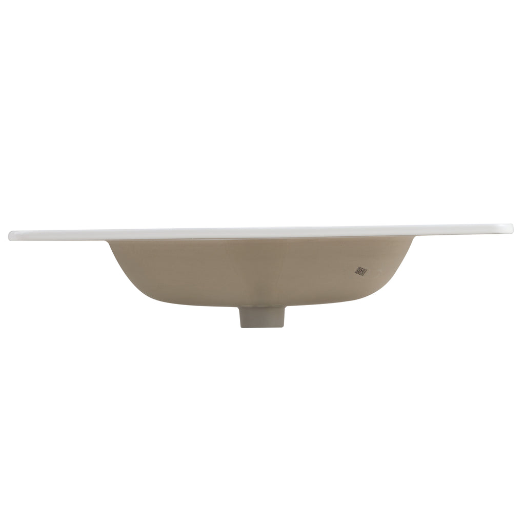 Glossy White Ceramic Integrated Bathroom Sink with Sleek Design - Gloss White