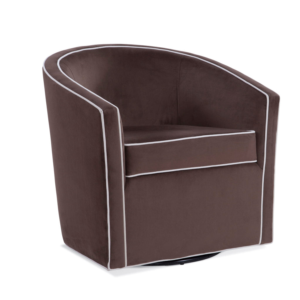 Barrel Back Swivel Chair with 360° Swivel Functionality - Blue, Dark Brown, Beige