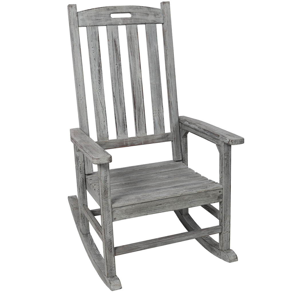 Oversized Porch Rocker Chair With Wide Seat and Tall Backrest