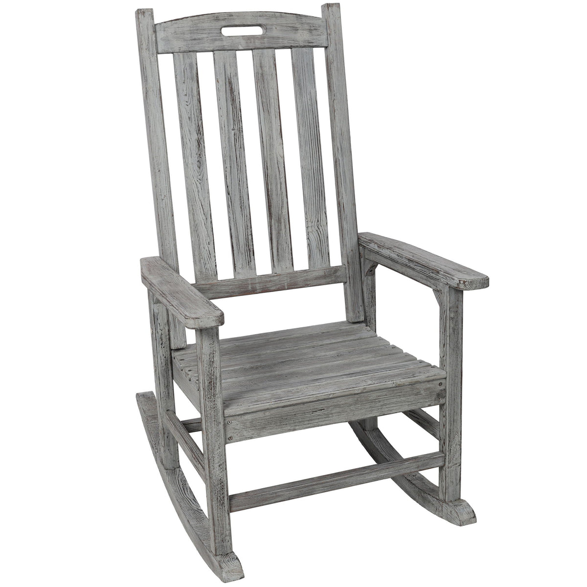Oversized Porch Rocker Chair With Wide Seat and Tall Backrest